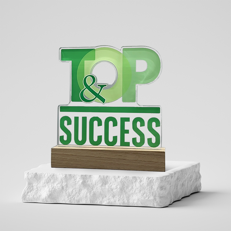 Trophée sur mesure acrylique bois - BNP Paribas