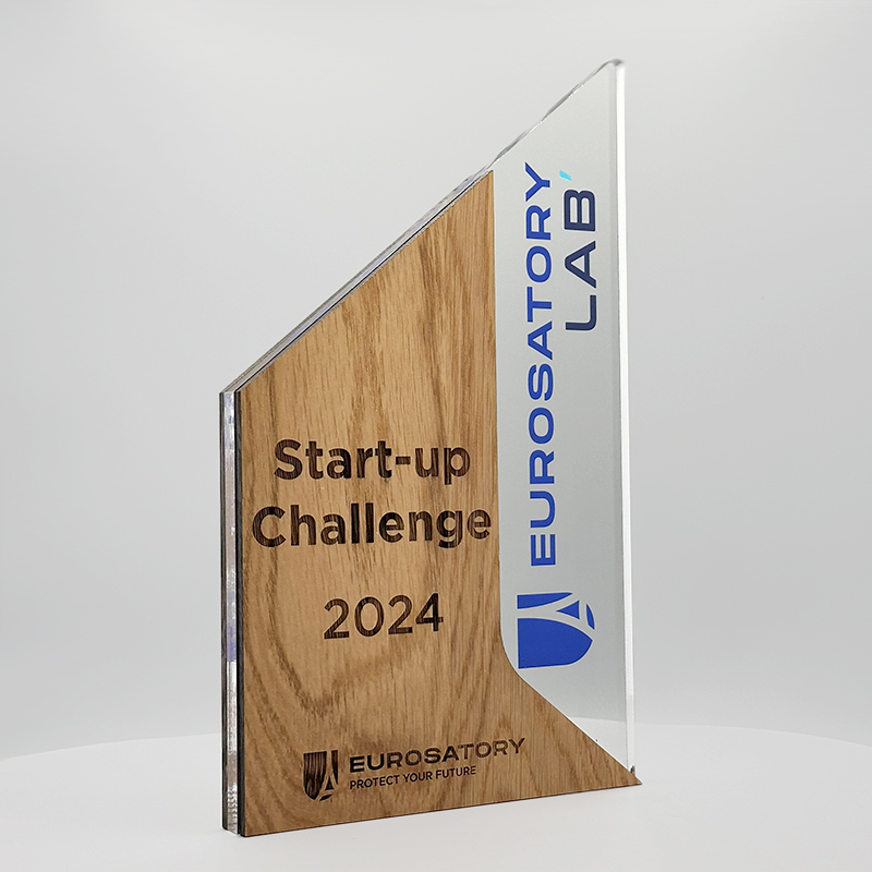 Trophée sur mesure acrylique bois - Eurosatory 1
