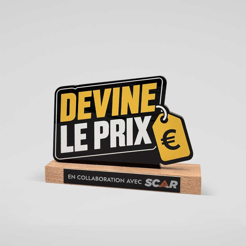 Trophée sur mesure acrylique - Devine le prix