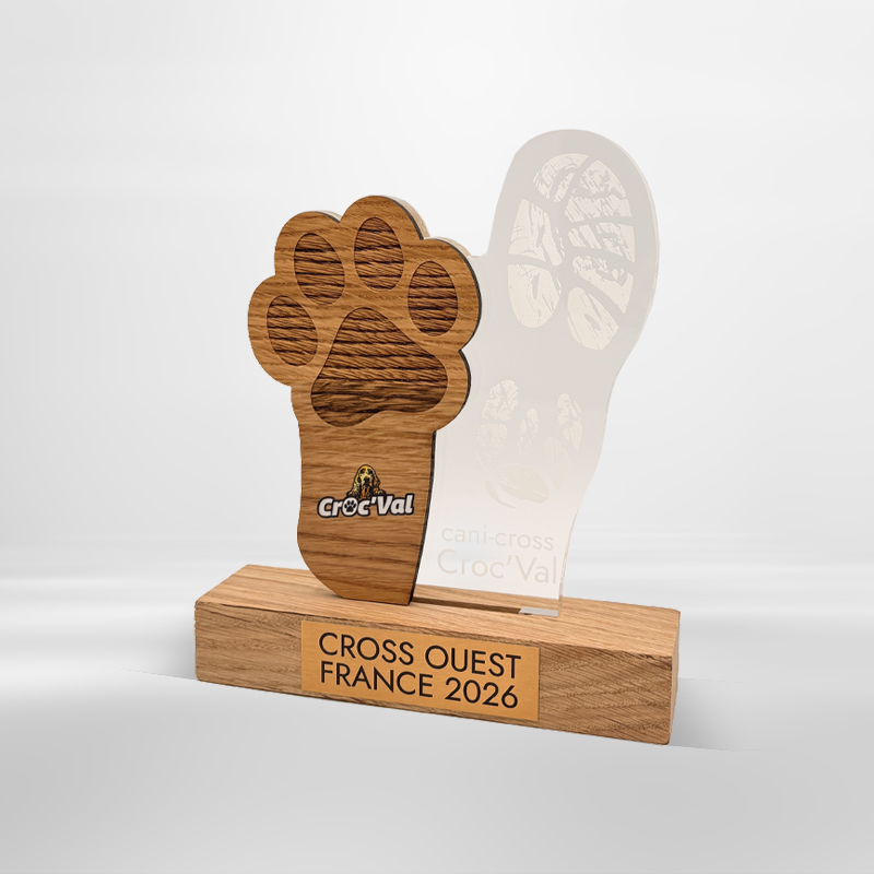 Trophée sur mesure bois acrylique CANICROSS