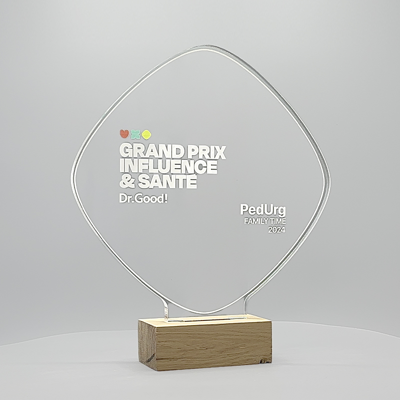 Trophée sur mesure personnalisé Acrylique Bois - webedia